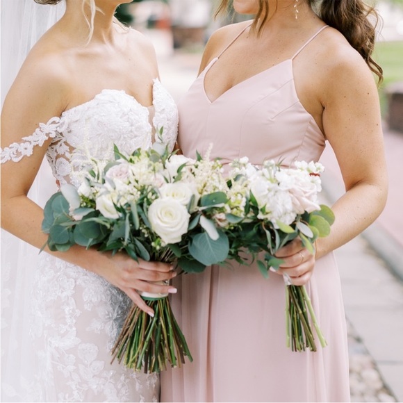 DESSY COLLECTION- CRISS CROSS STRAP BACKLESS MAXI DRESS IN TOASTED SUGAR - Picture 3 of 7